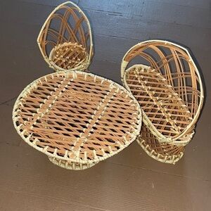 3 piece wicker furniture set small succulent air plants boho home Decor‎
